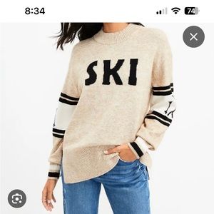 LOFT Beige and Black Cowl Neck Sweater